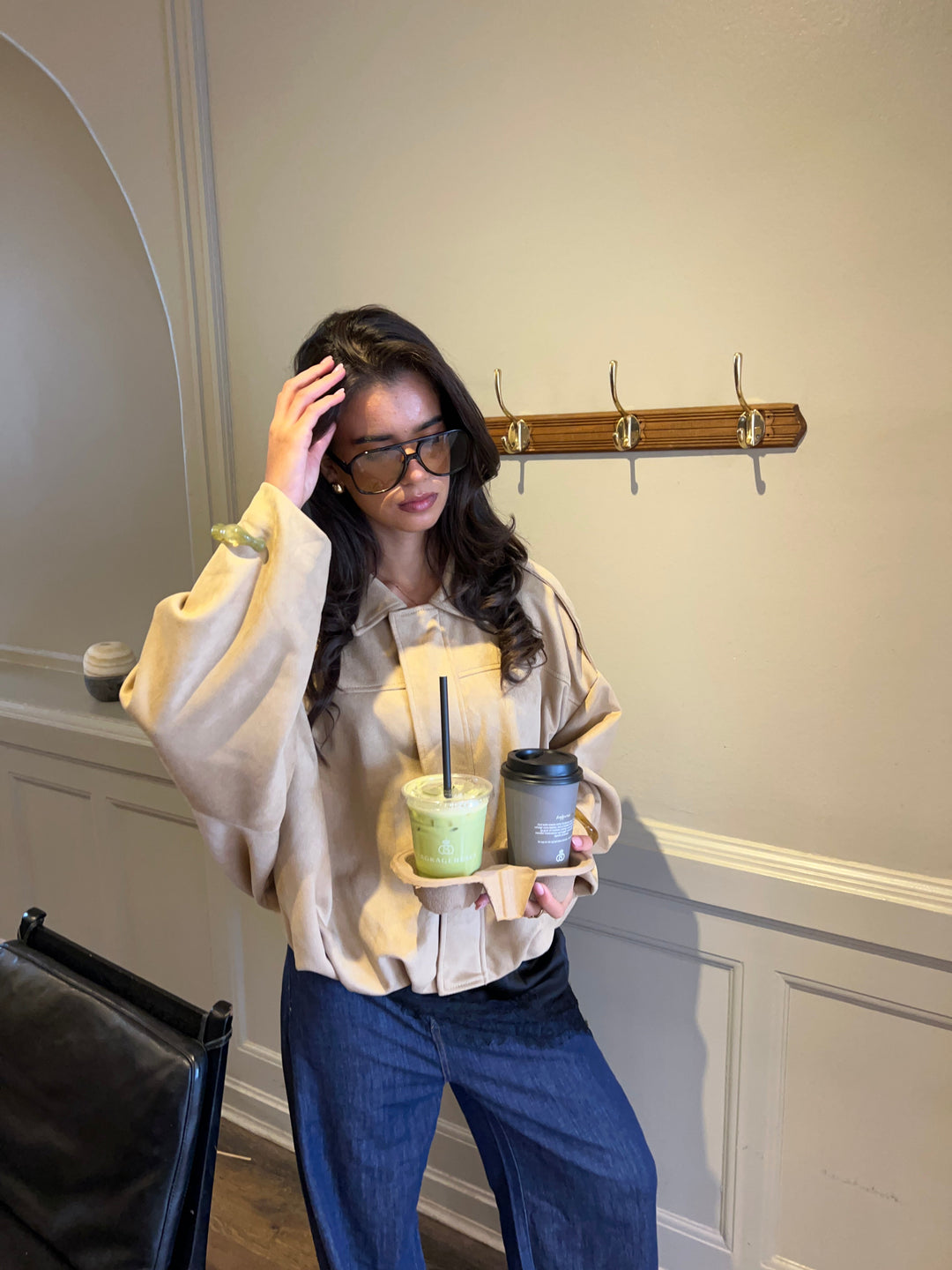 Arlinda suede bomber jacket - Beige