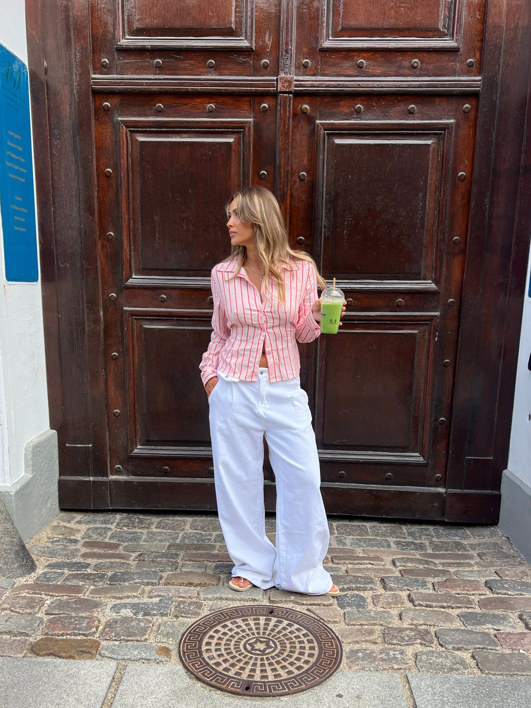 Liora striped linen shirt - Light pink/Pink