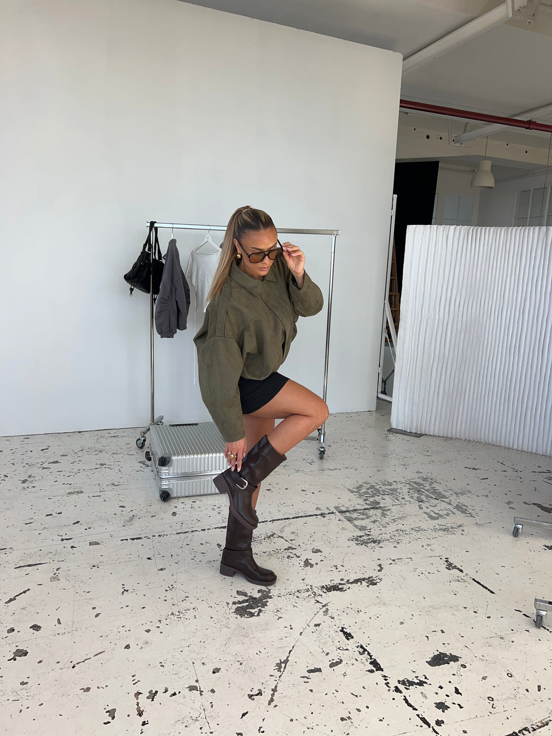 Arlinda suede bomber jacket - Dark green
