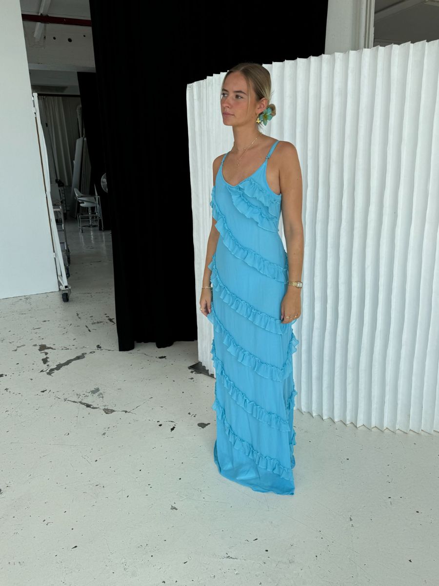 Rie maxi ruffle dress - Blue