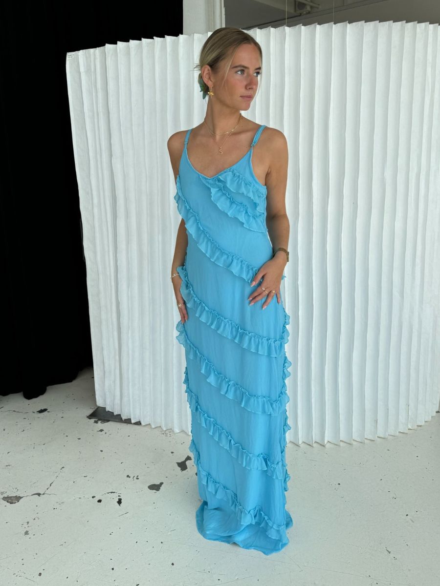 Rie maxi ruffle dress - Blue