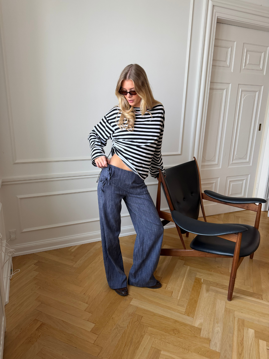 Liana tie detail denim jeans - Medium blue