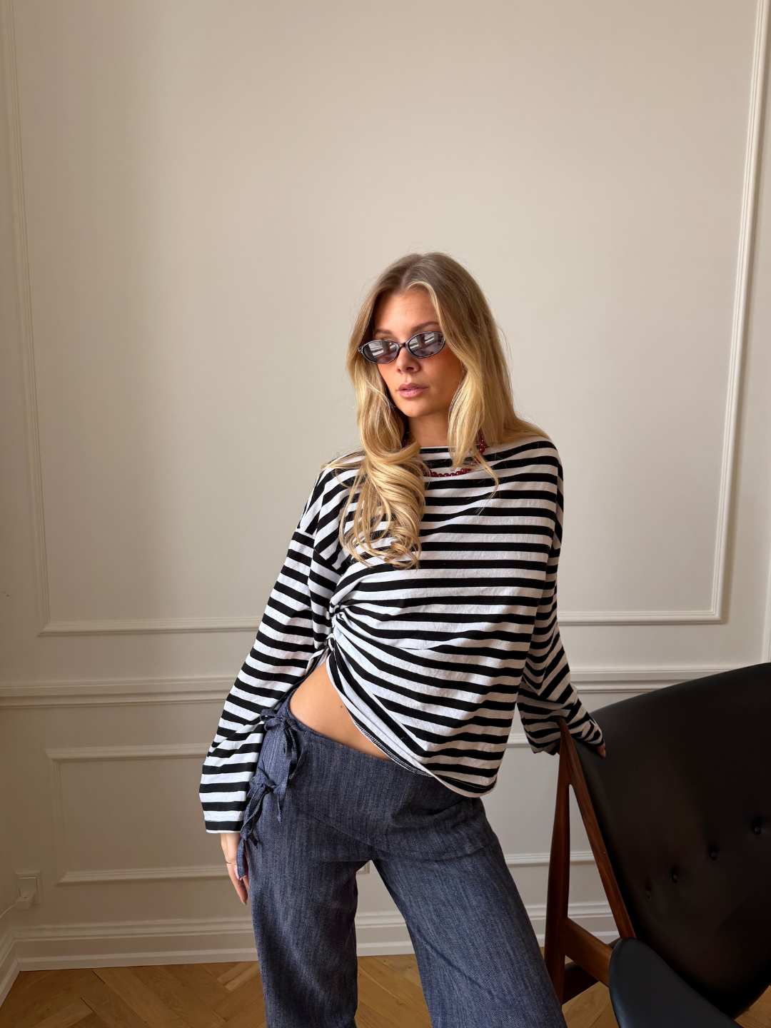 Liana tie detail denim jeans - Medium blue