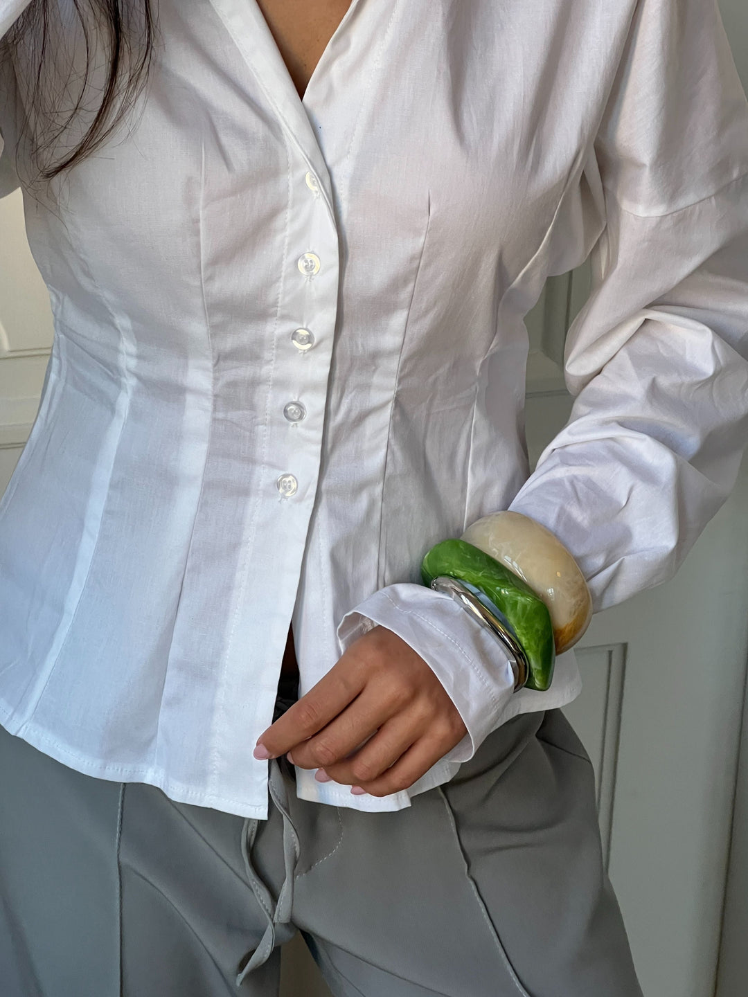 Alessia fitted shirt - White