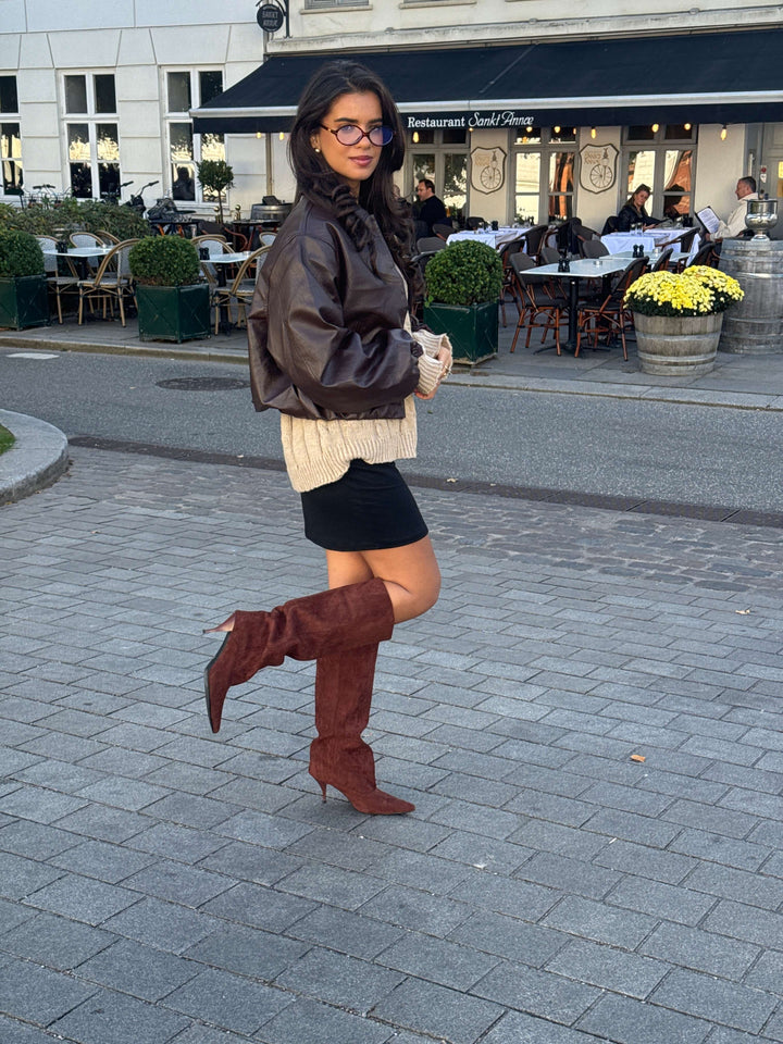 Amber pu bomber jacket - Dark brown