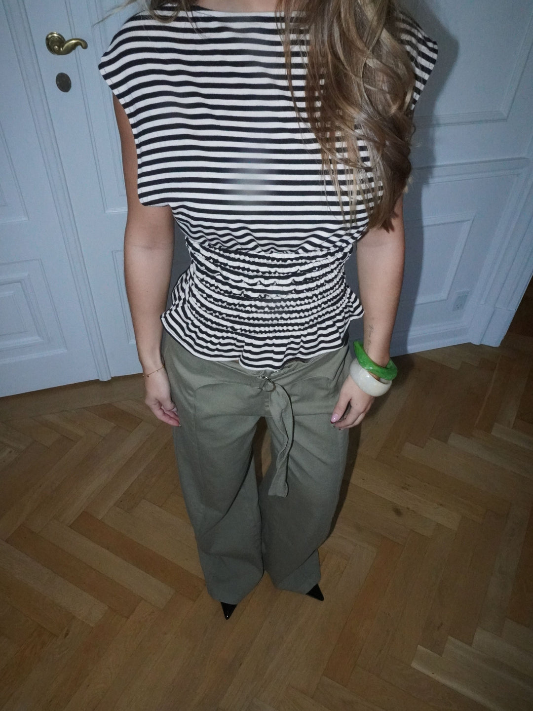 Bianca striped smock top - Brown/white