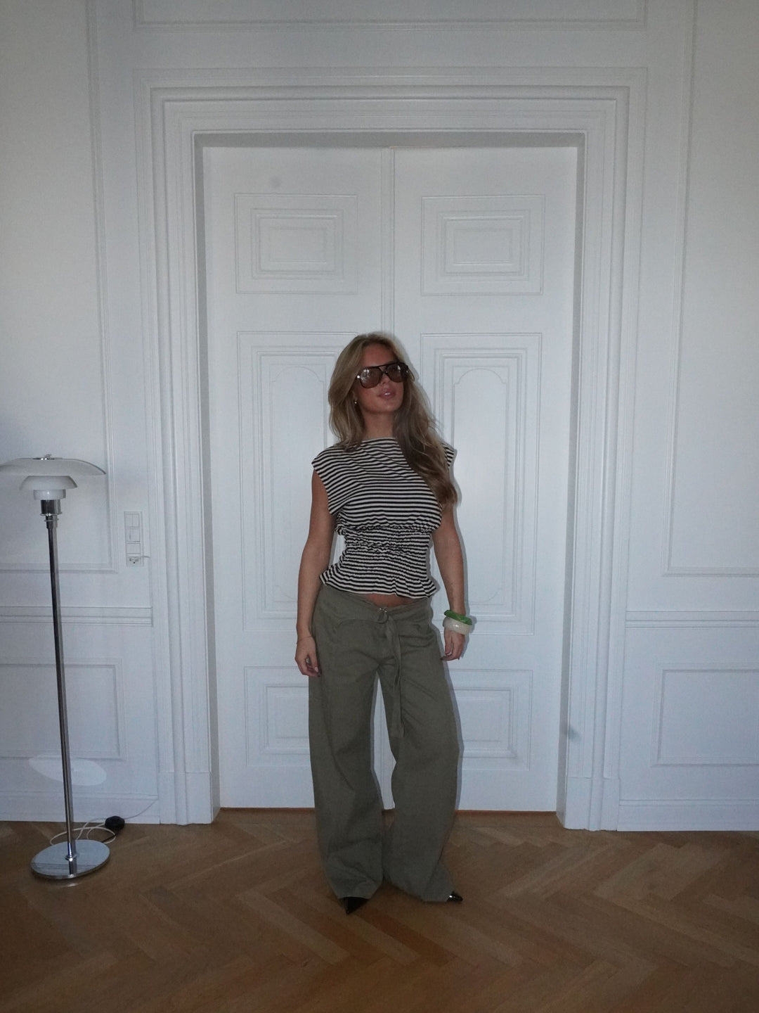 Bianca striped smock top - Brown/white