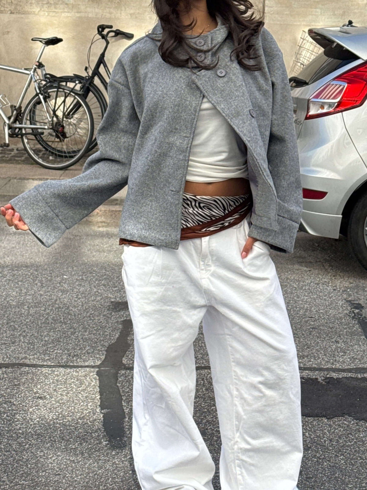 Clea High Neck Jacket Grey