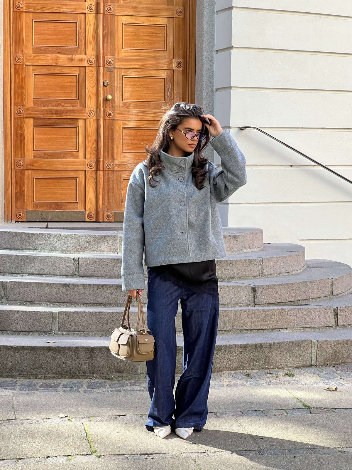 Clea High Neck Jacket Grey