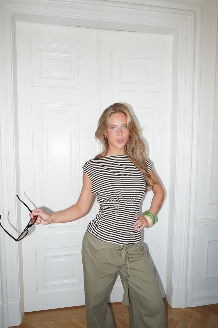 Bianca striped smock top - Brown/white