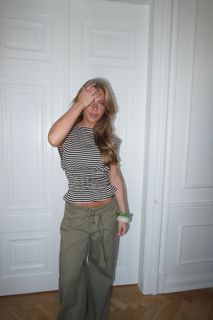 Bianca striped smock top - Brown/white