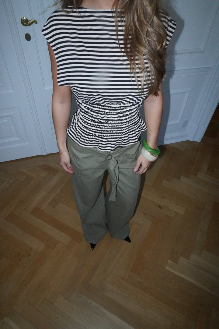 Bianca striped smock top - Brown/white