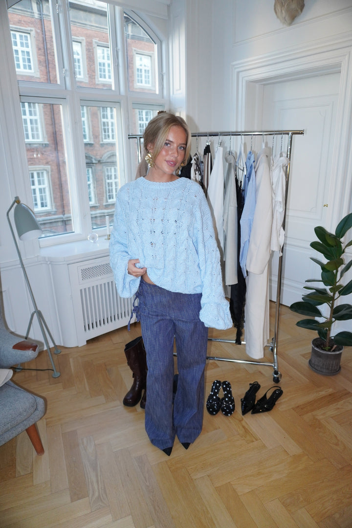 Anora chunky knit sweater - Light blue