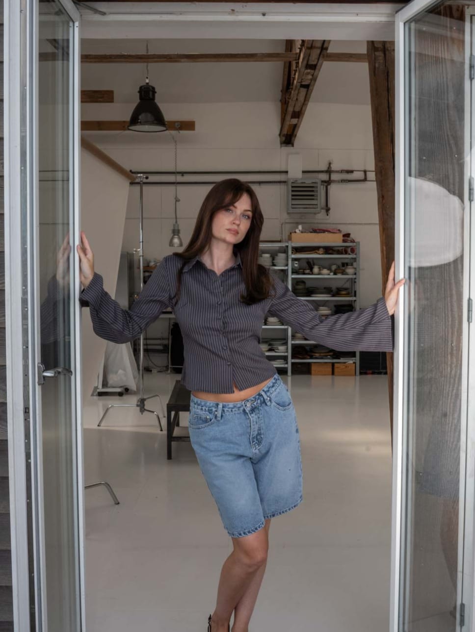 Alicia Fitted Shirt Grey