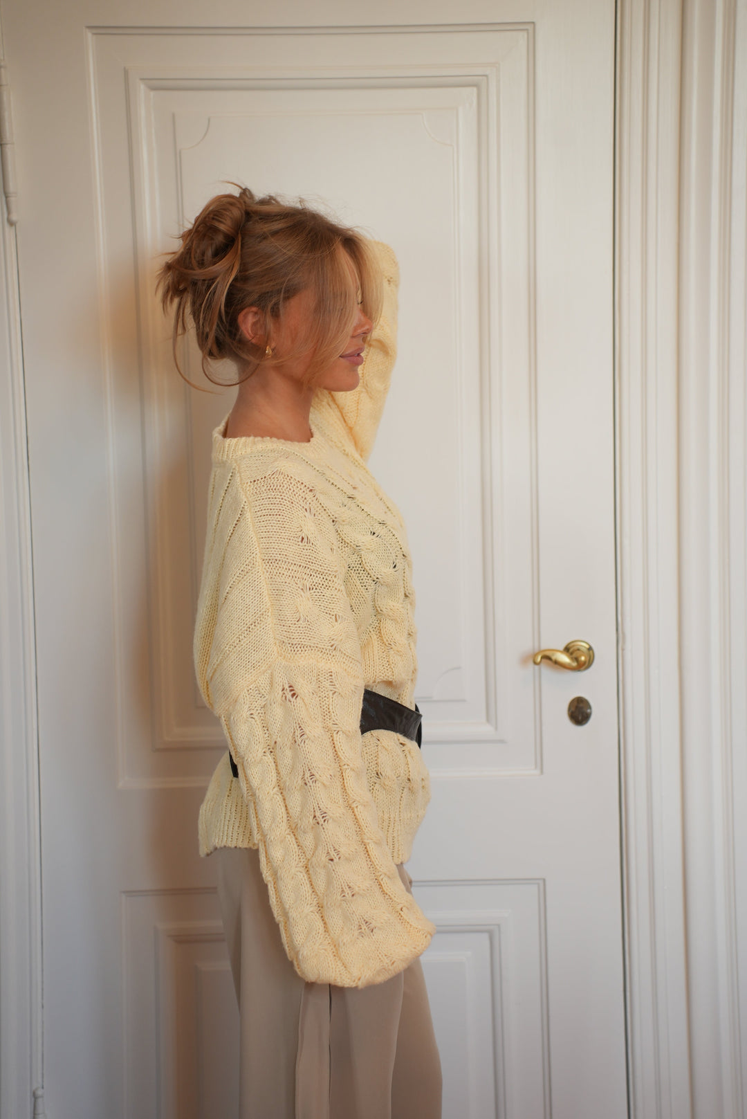 Anora chunky knit sweater - Light yellow