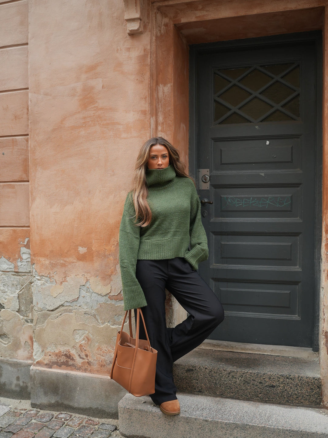 Elly High Neck Knit - Dark green