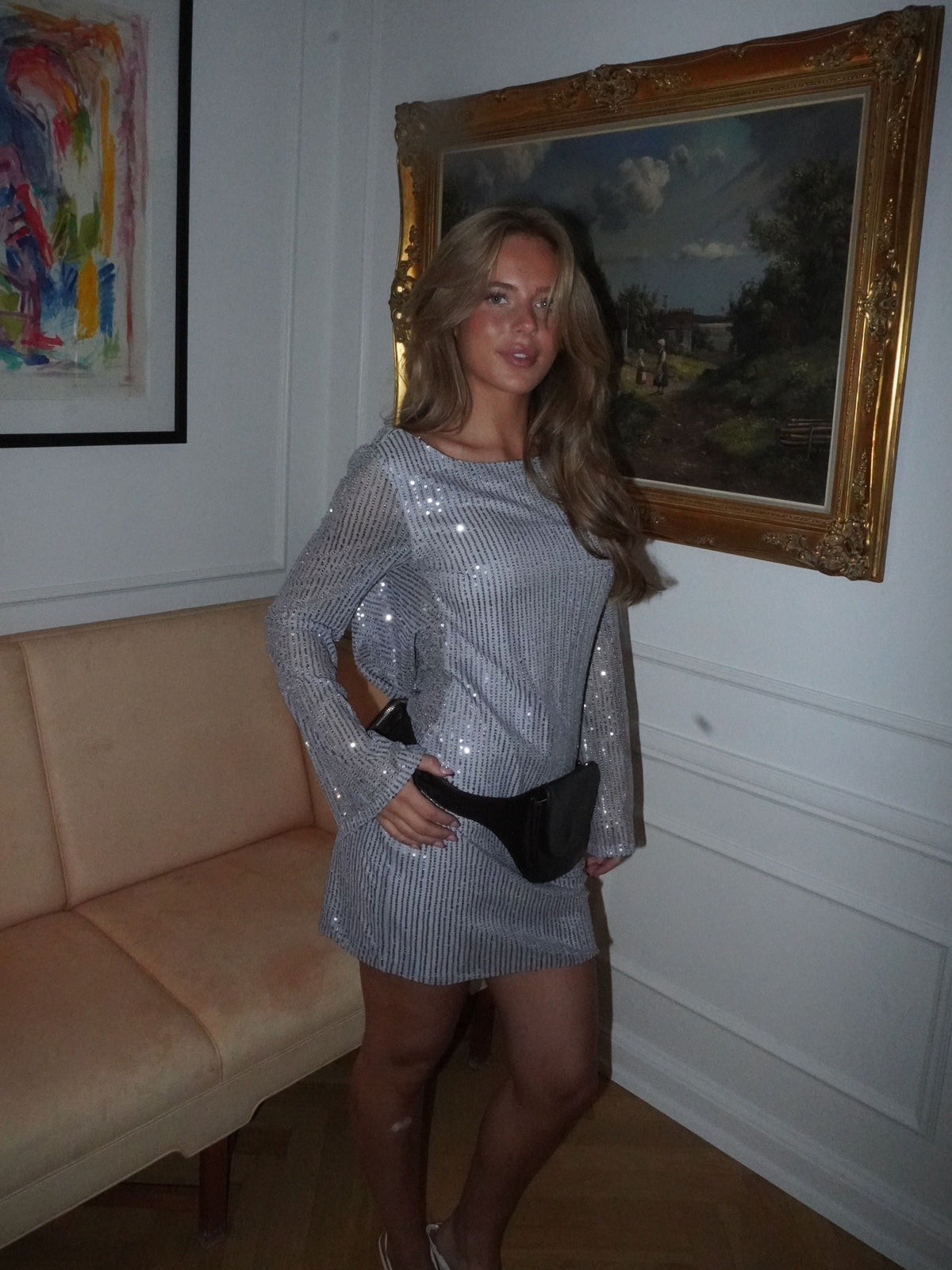Giulia Glitter Dress Grey