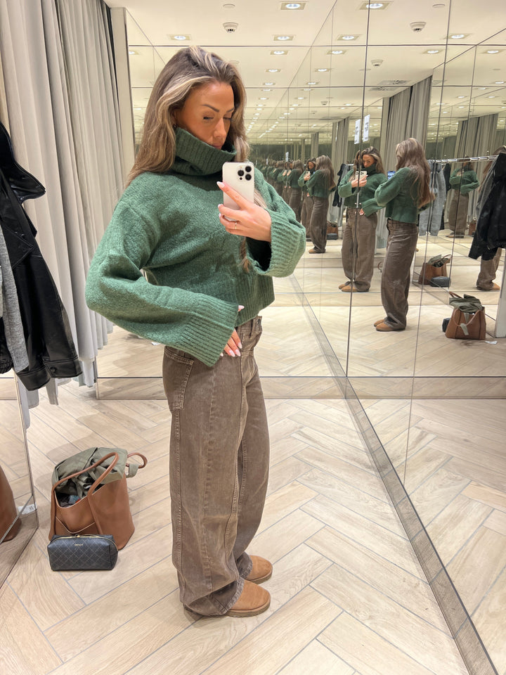 Elly High Neck Knit - Dark green