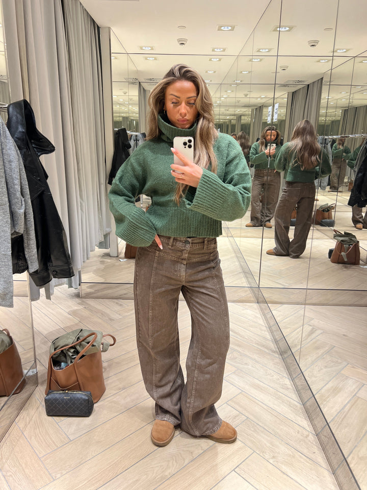 Elly High Neck Knit - Dark green