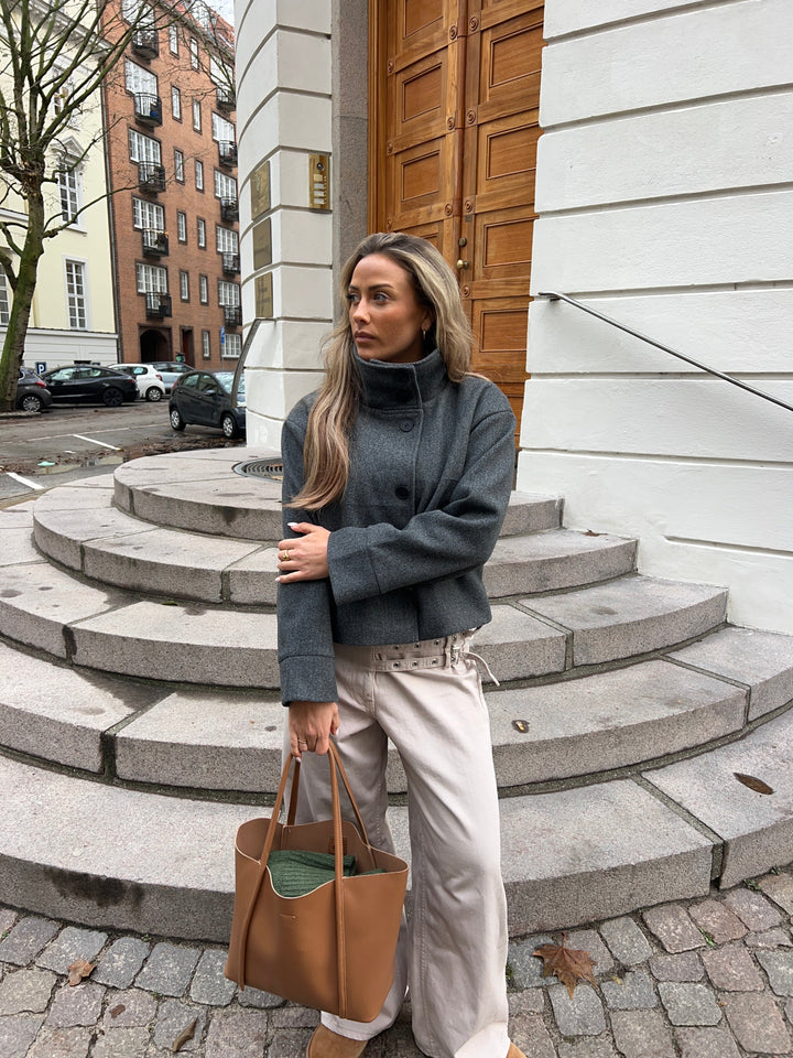 Clea High Neck Jacket - Dark grey