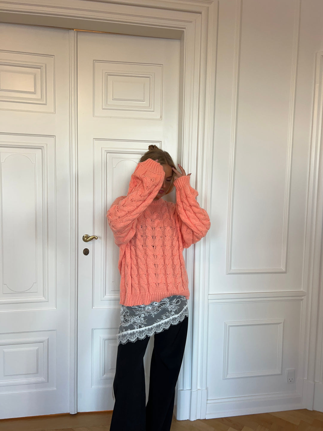 Anora chunky knit sweater - Peach