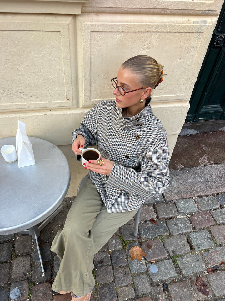 Alessia funnel neck jacket - Checkered