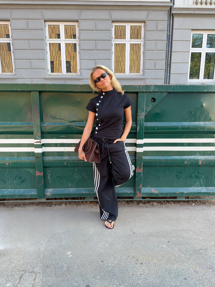 Jua stripe detail baggy pants - Black/white