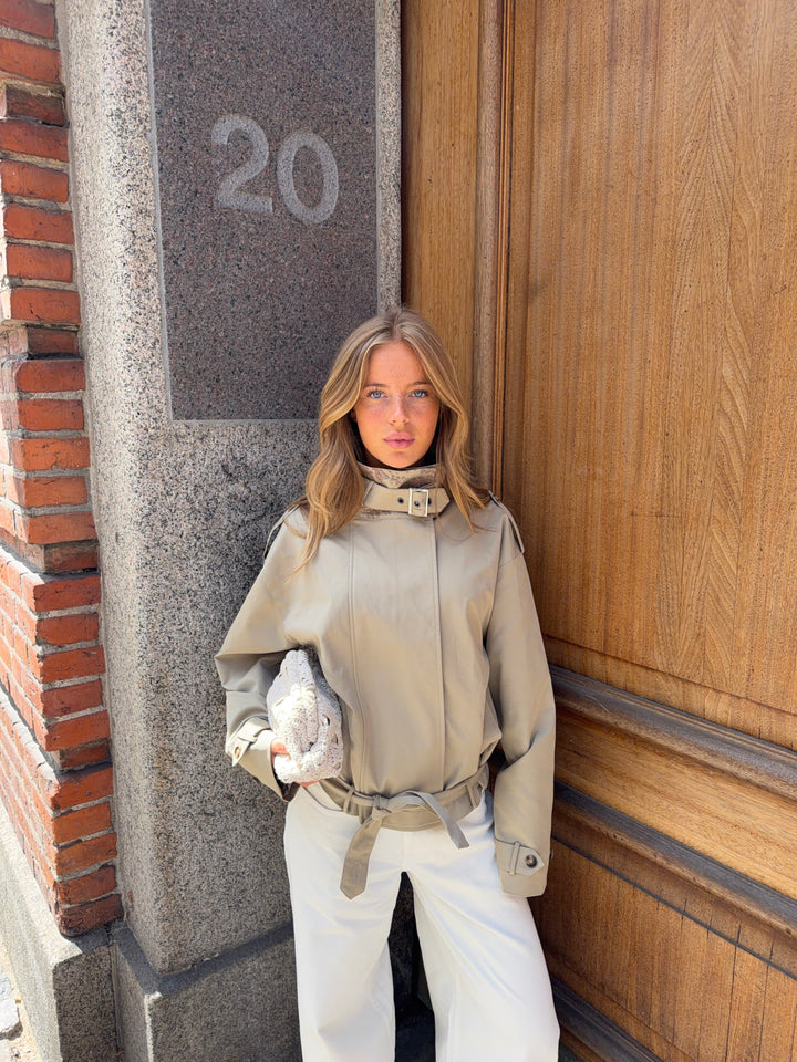 Ona funnel neck jacket - Beige