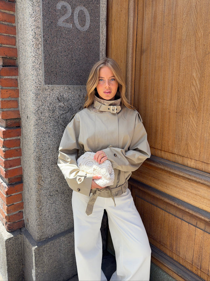 Ona funnel neck jacket - Beige
