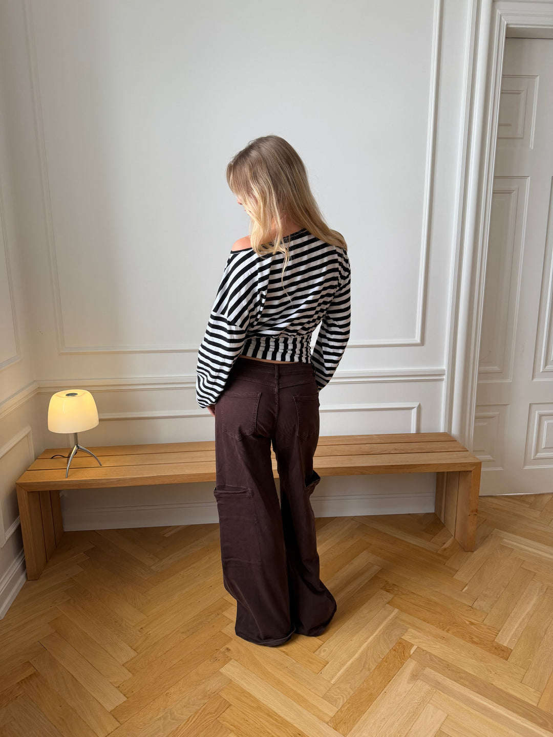 Ida fitted striped long-sleeved top - Black/white