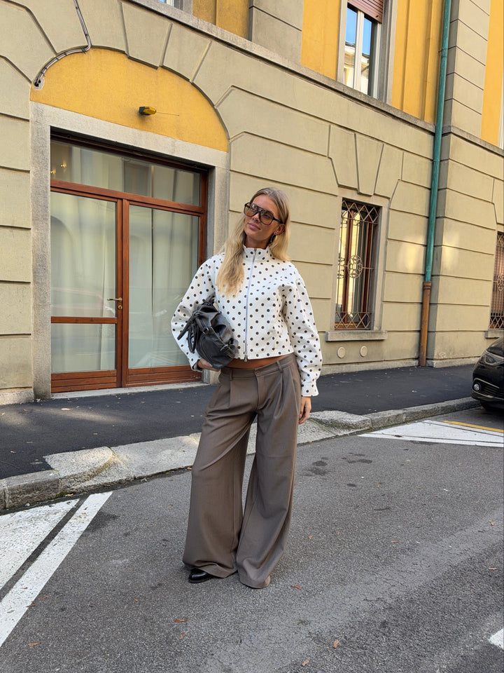 Lenoa fitted polka-dot zip jacket - Brown/white