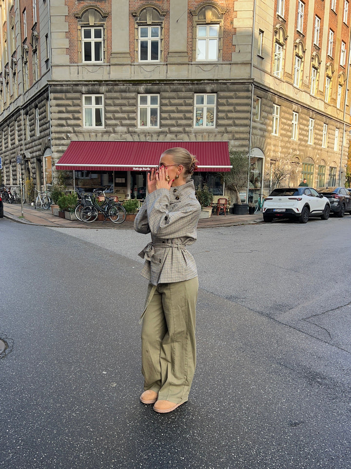 Alessia funnel neck jacket - Checkered