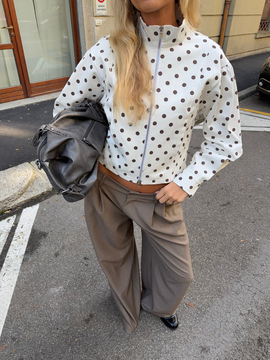 Holly loose suit pants - Brown melange
