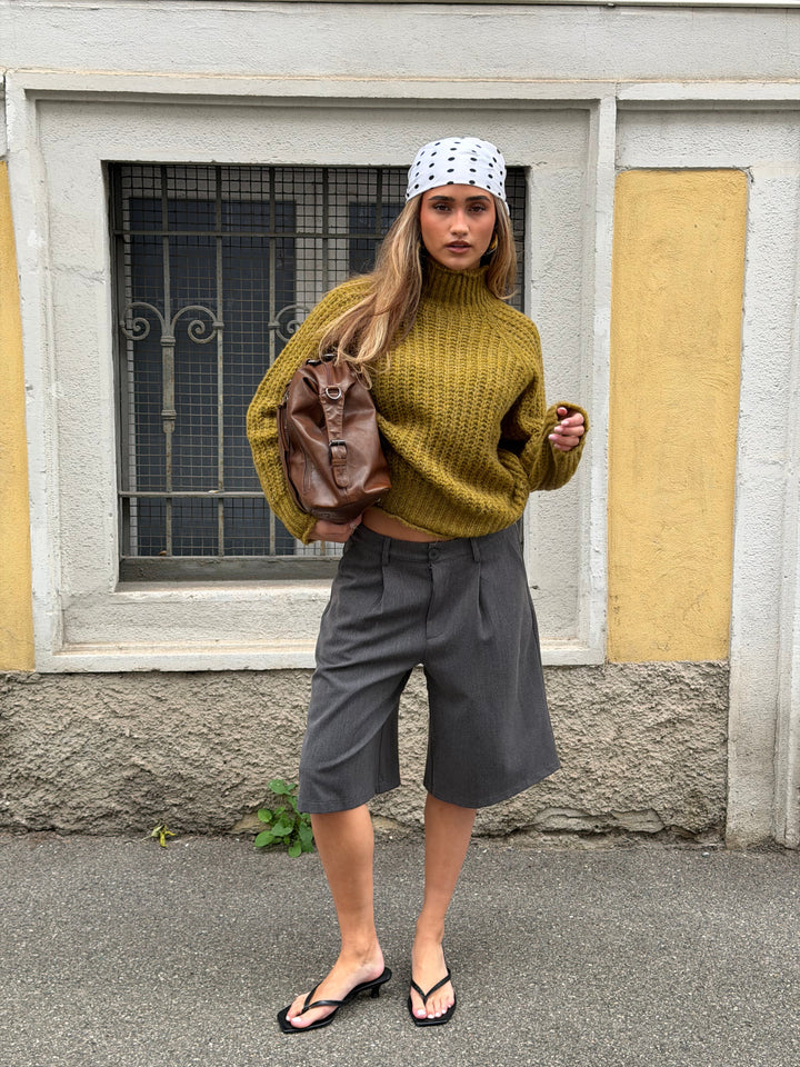 Carla chunky high-neck sweater - Olive green