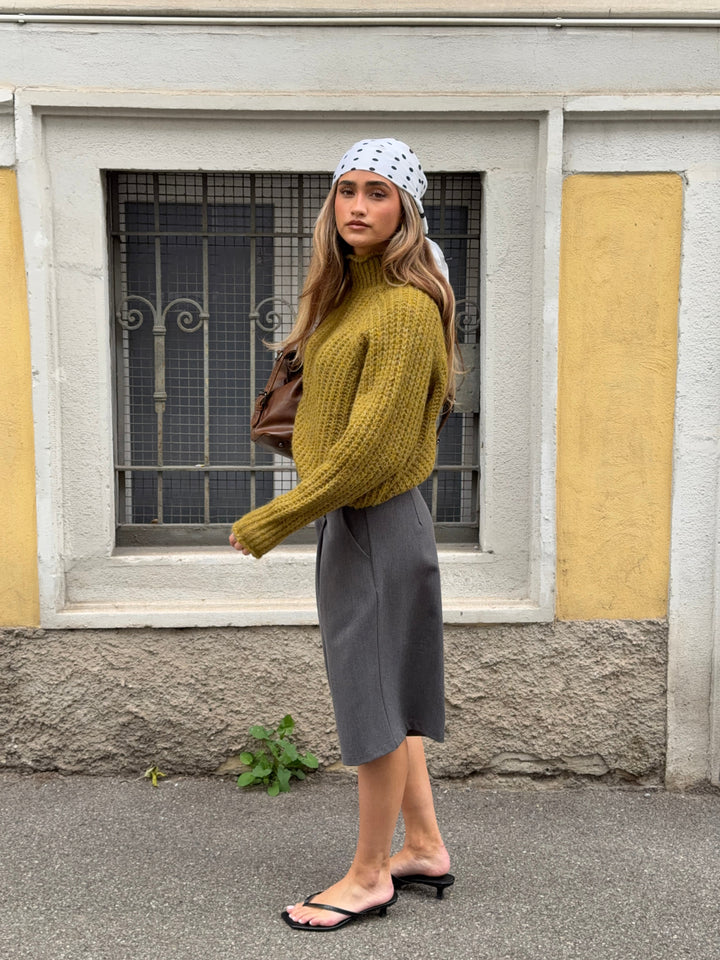 Carla chunky high-neck sweater - Olive green