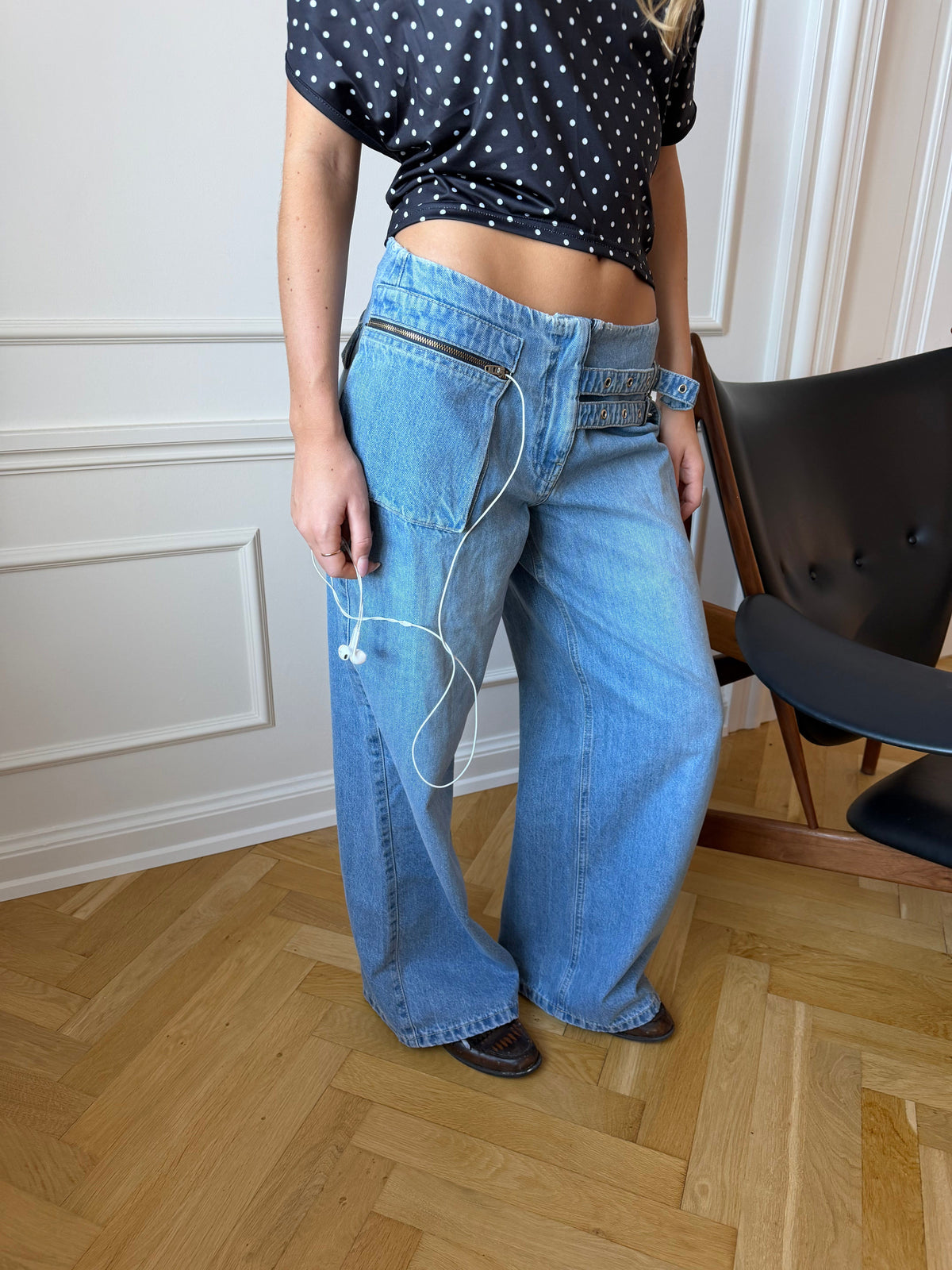 Ester Belt Detail Pants Blue