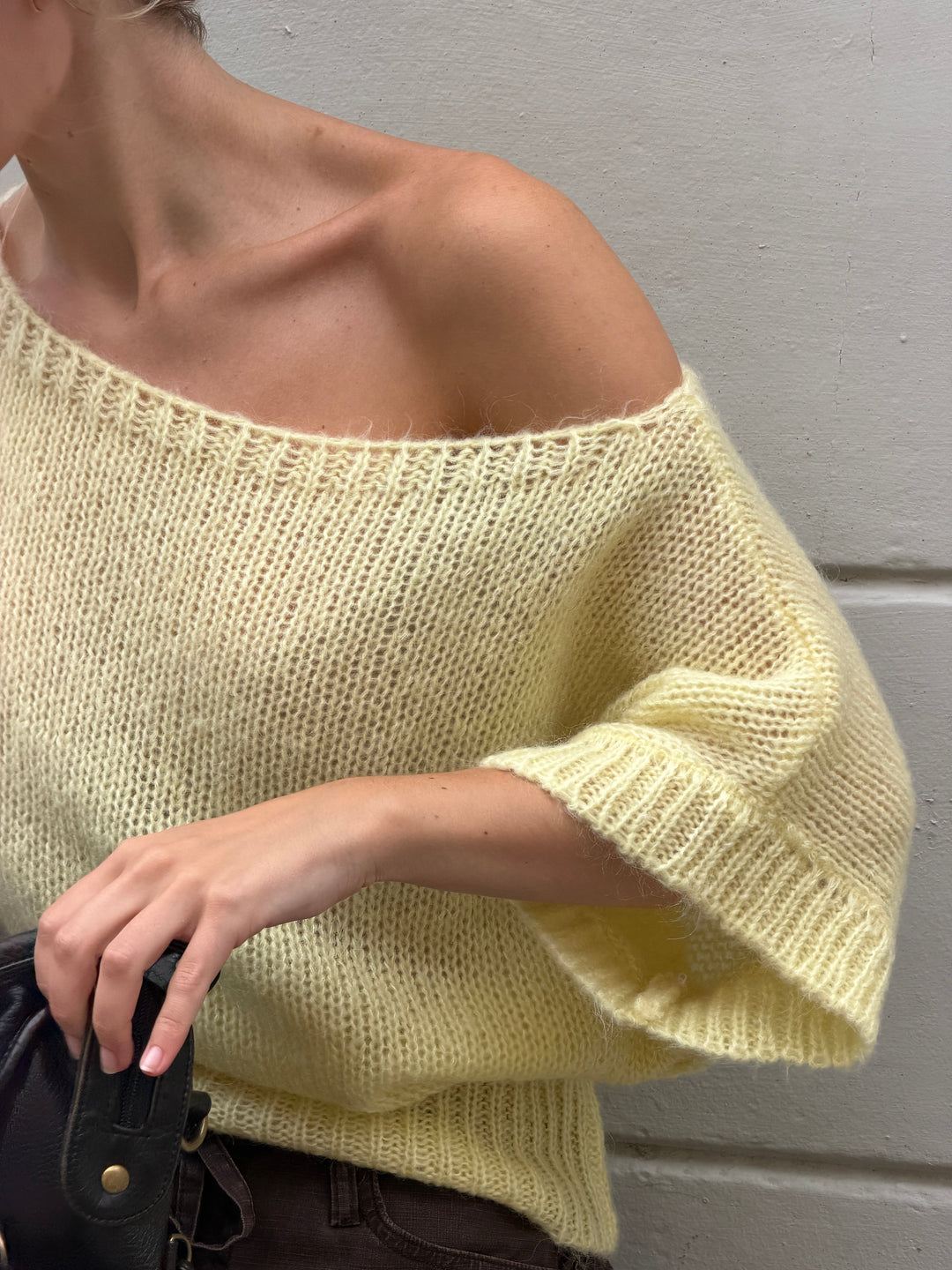 Ora fitted short-sleeved knit - Light yellow