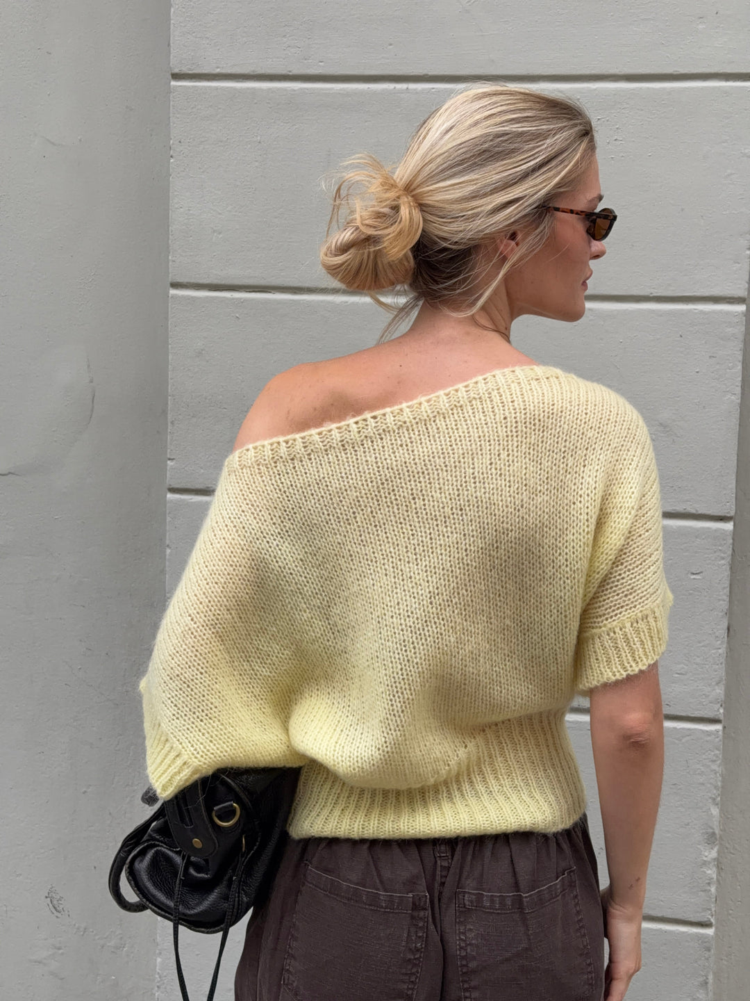 Ora fitted short-sleeved knit - Light yellow