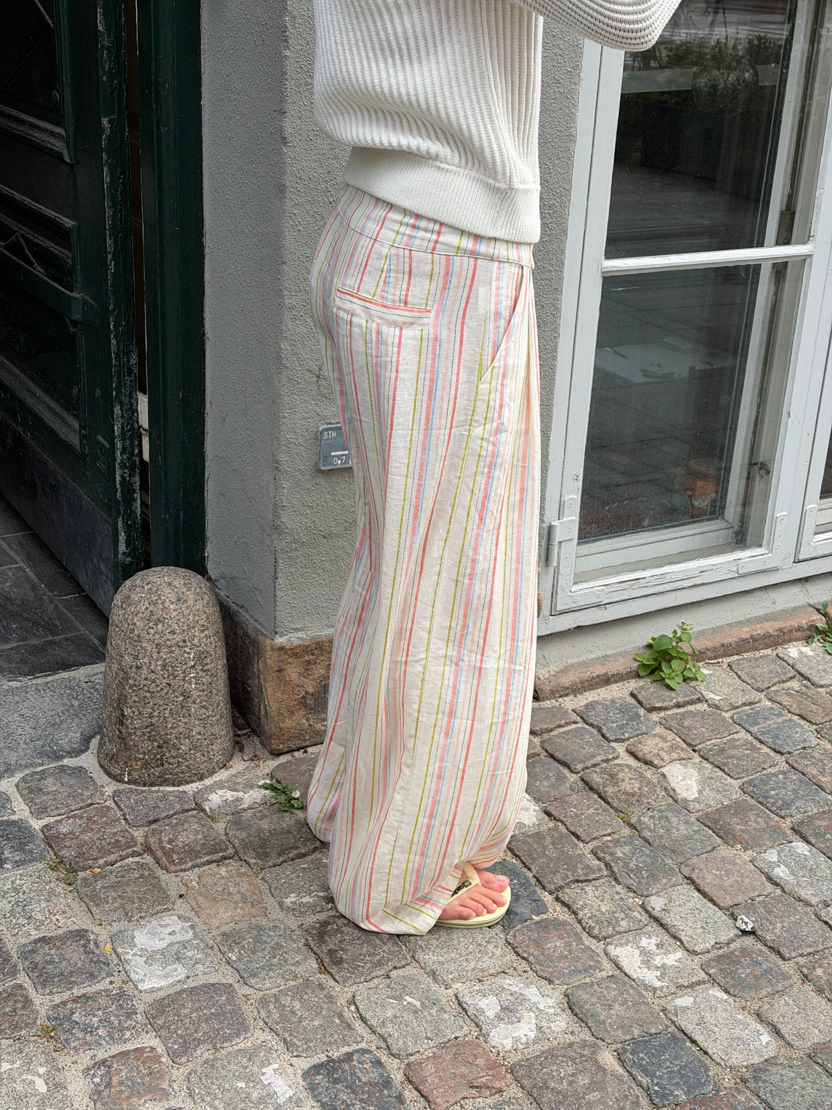 Lira Striped Linen Pants Cream