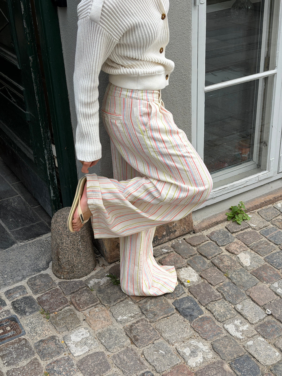 Lira Striped Linen Pants Cream