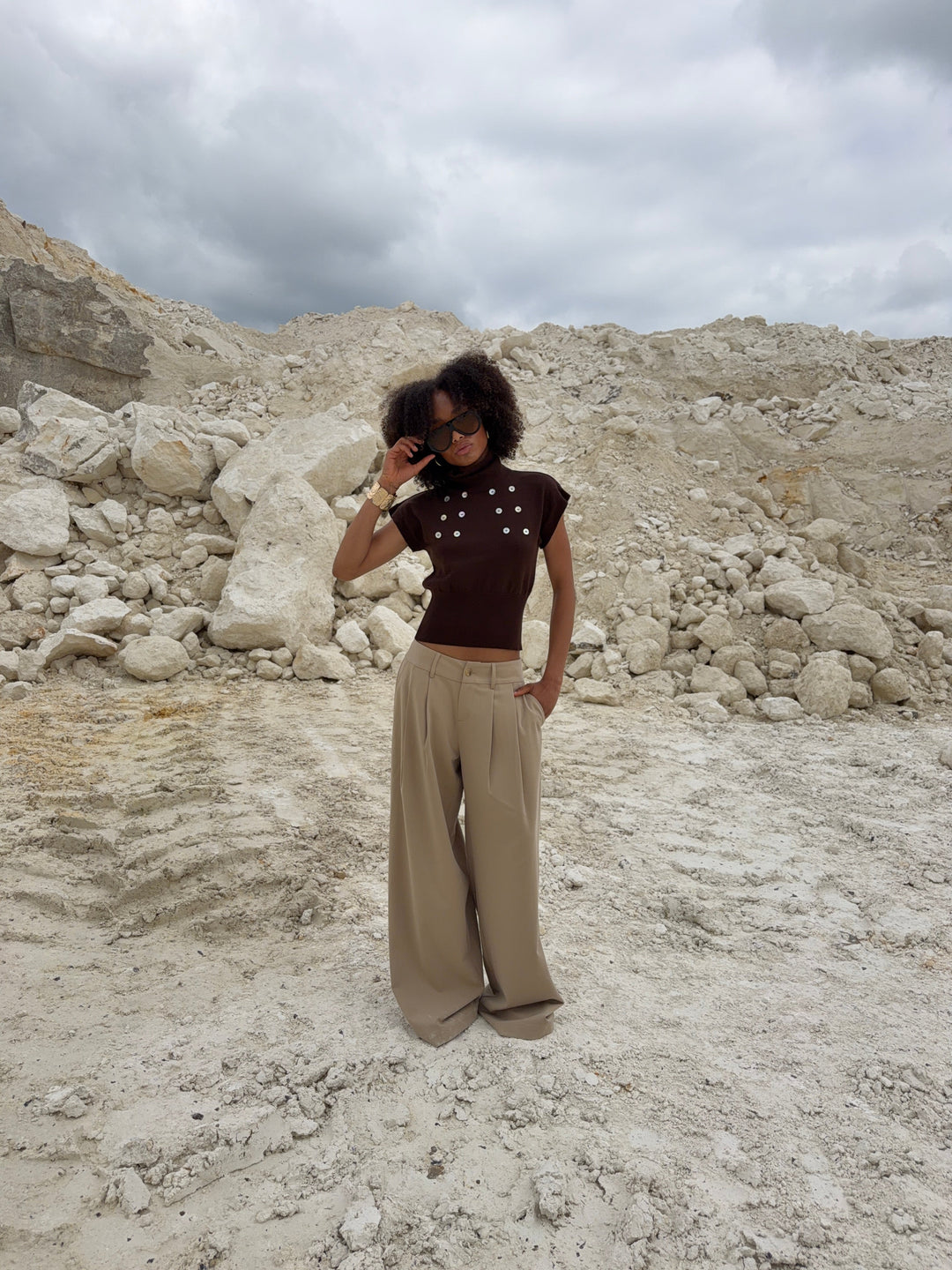 Holly loose suit trousers - Beige
