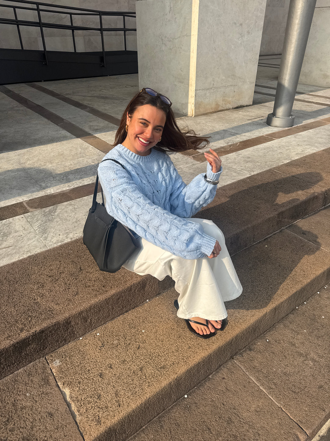 Anora chunky knit sweater - Light blue