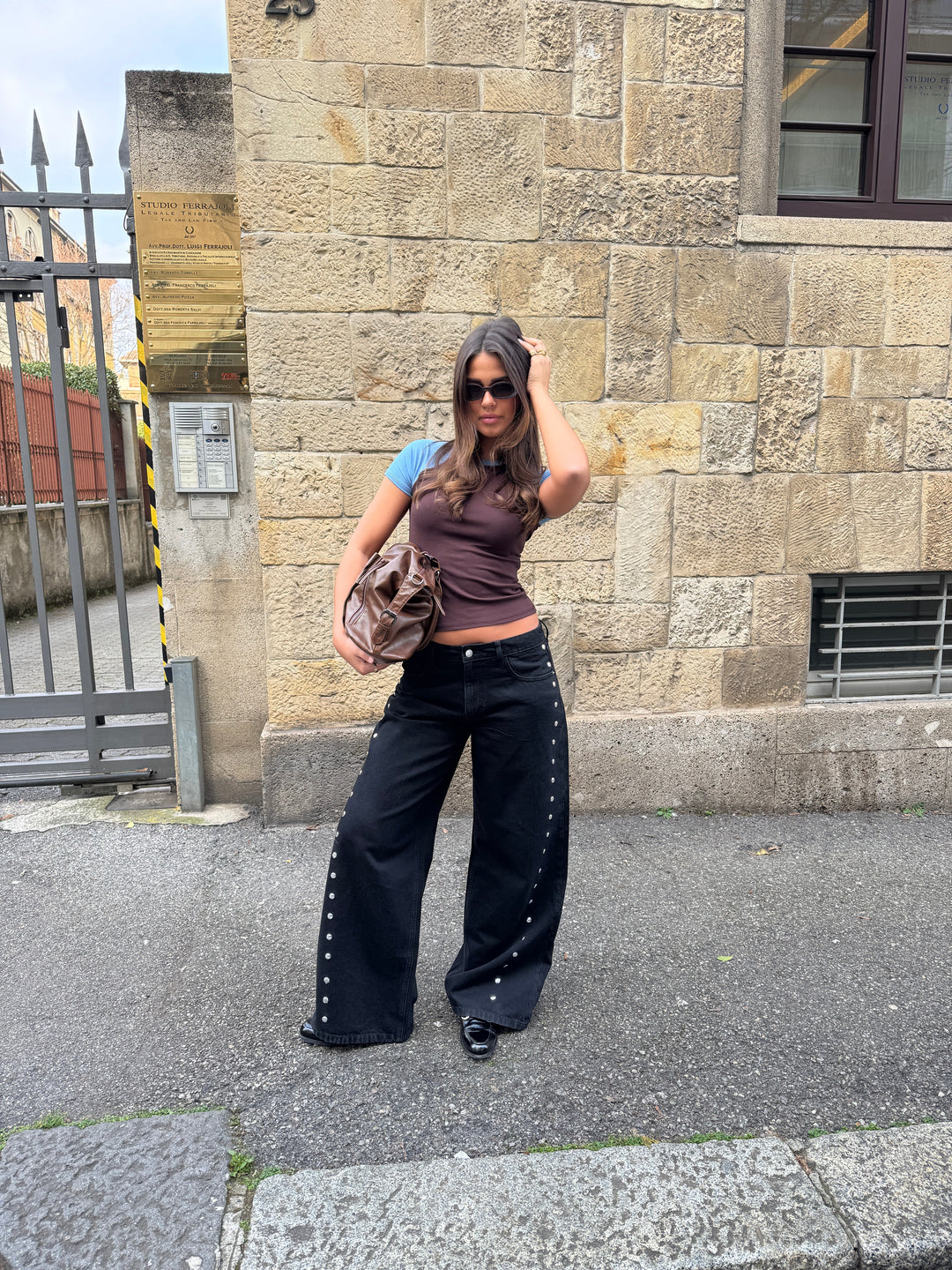 Gyda studded loose jeans - Black