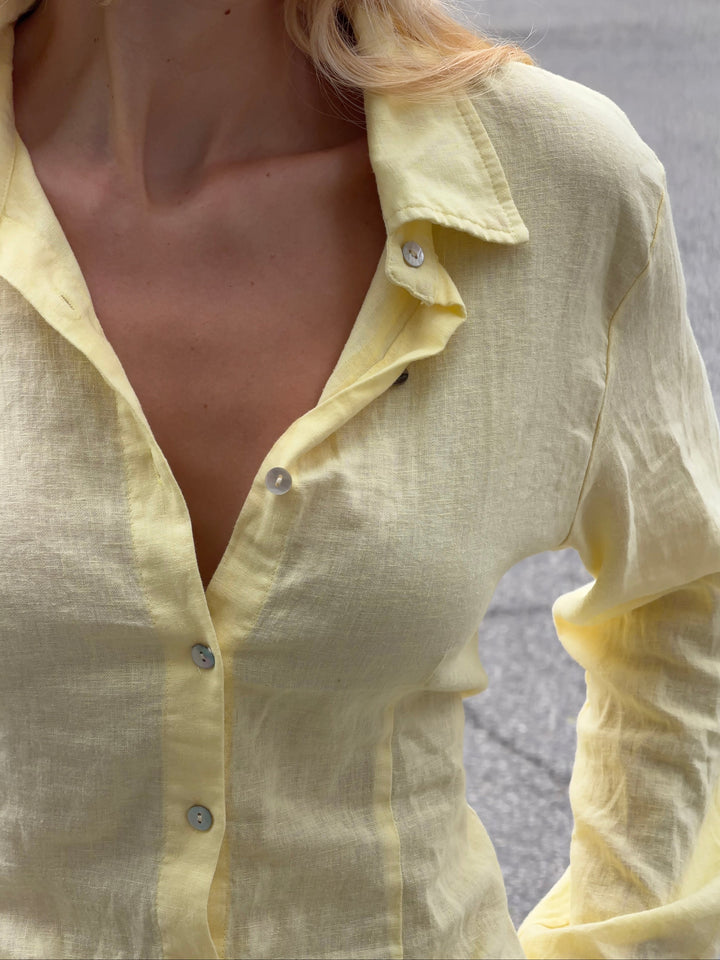 Lira fitted linen shirt - Light yellow