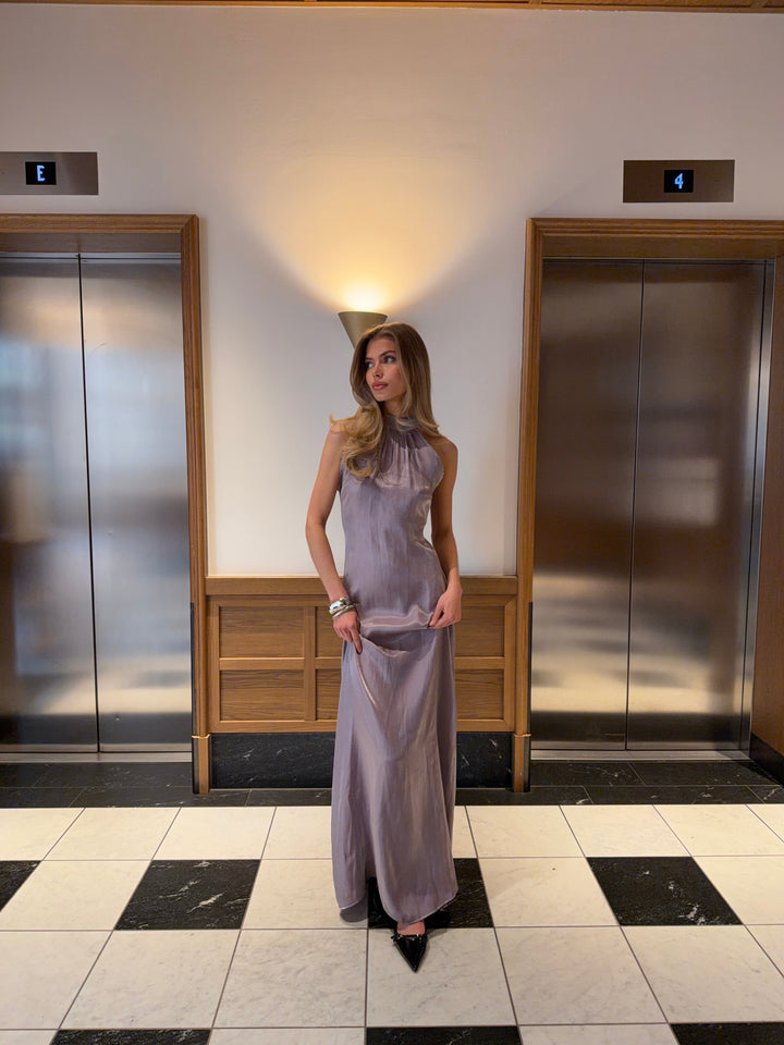 Rigmor high-neck maxi dress - Purple