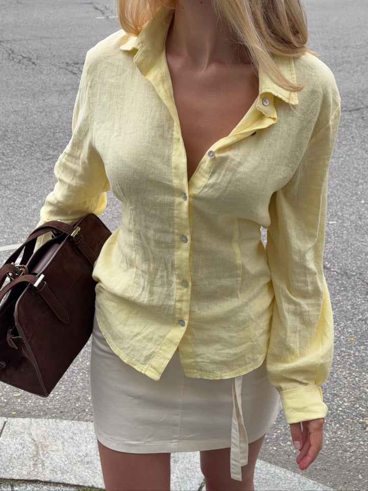 Lira fitted linen shirt - Light yellow