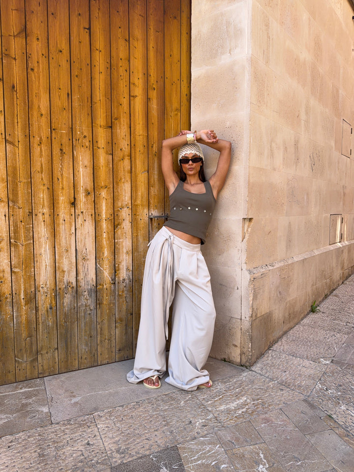 Malva belted suit pants - Light taupe