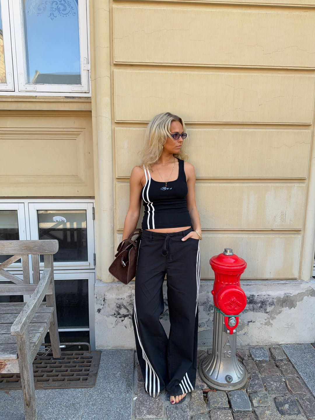 Leora rib top - Black/white