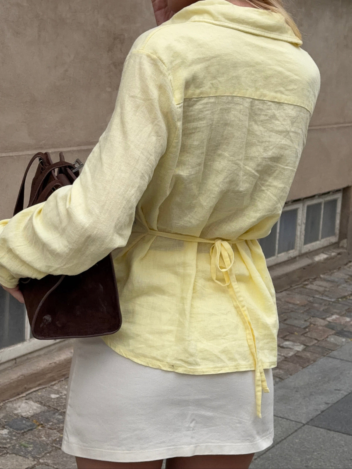 Lira Fitted Linen Shirt Light Yellow