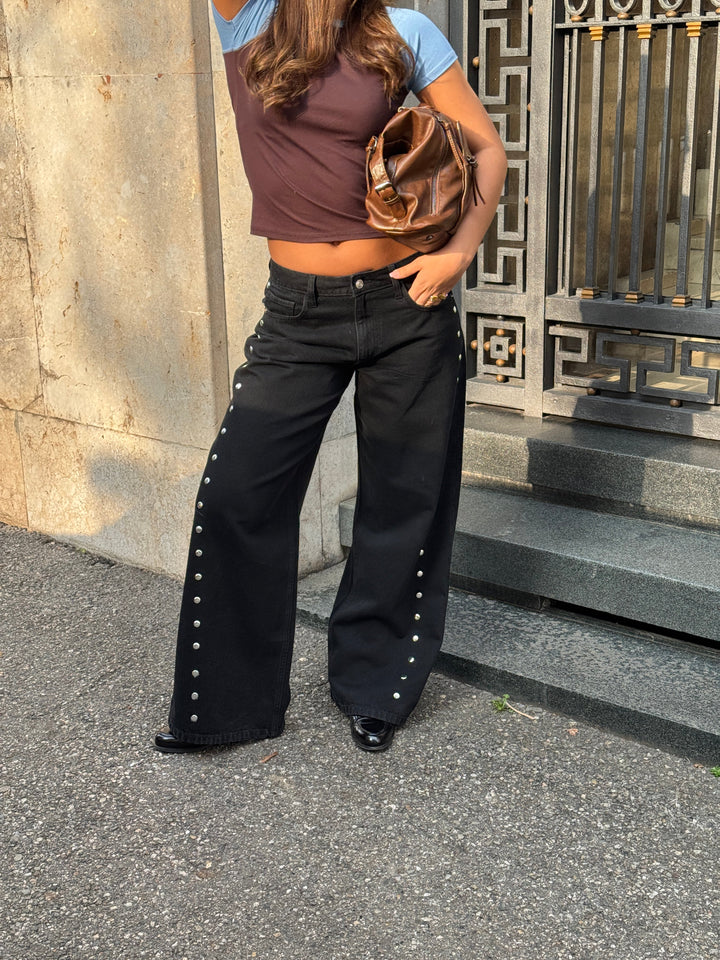 Gyda studded loose jeans - Black